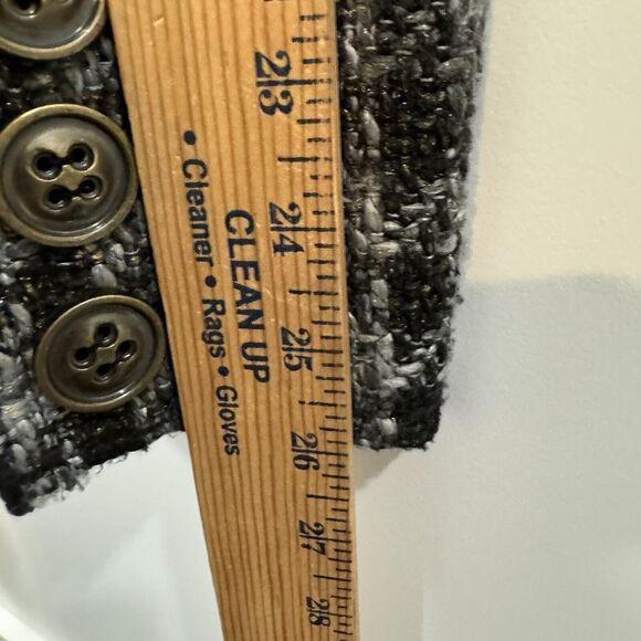 BKE Buckle Peacoat Jacket Womens Medium Black‎ White Houndstooth Double Breasted - Picture 11 of 11